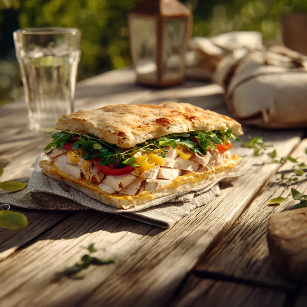 [5322] Pique -Mie "L'Indien" (pain suédois, tomate, poulet, sauce curry, salade)