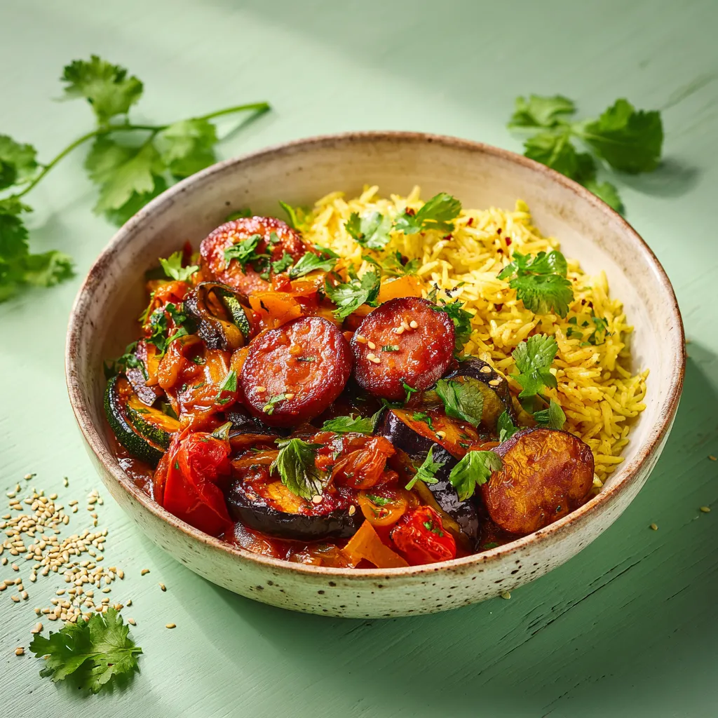 Rougaille végétarien et riz basmati