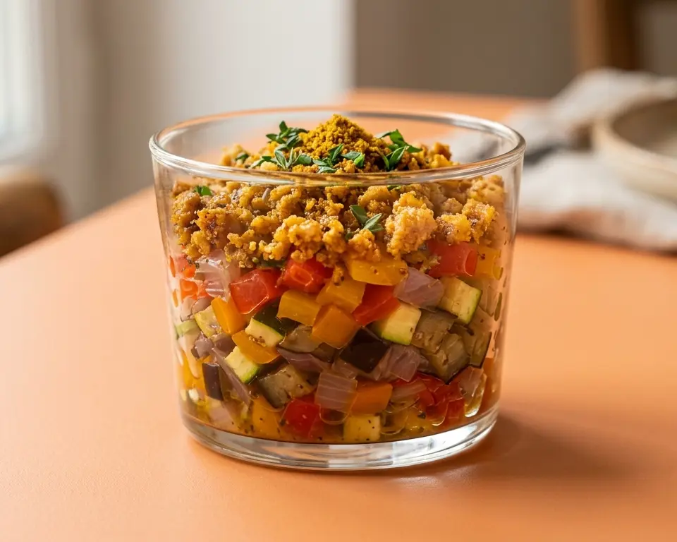 [4572] Verrine de légumes et crumble au curry