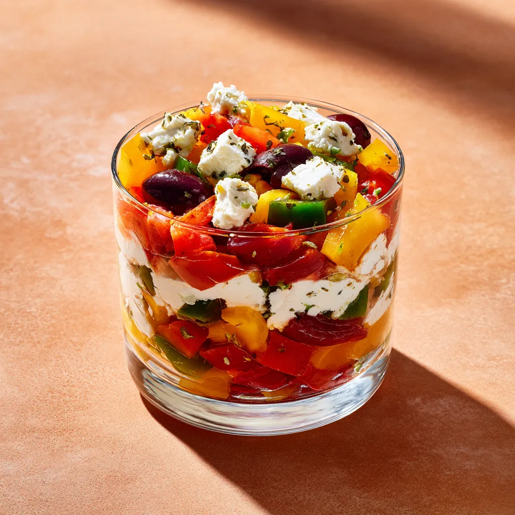 Verrine Grecque (tomates, poivrons, féta et olives)